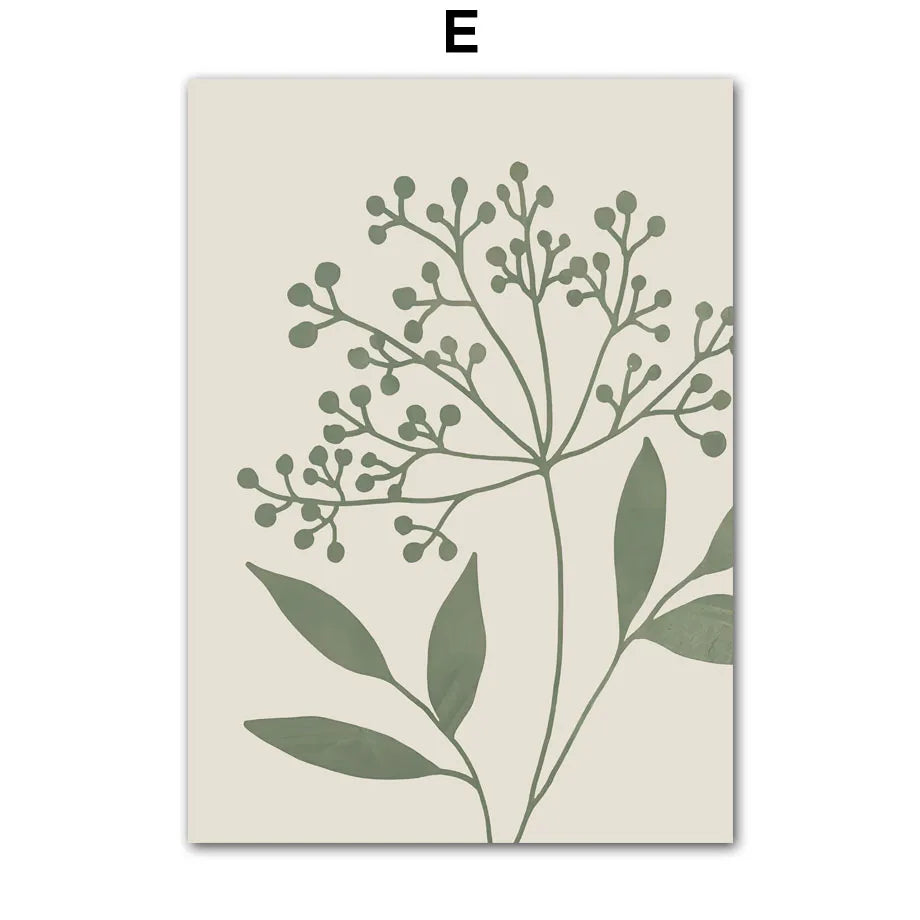 Luna Verde – Abstract Plant & Rainbow Geometric Canvas Print