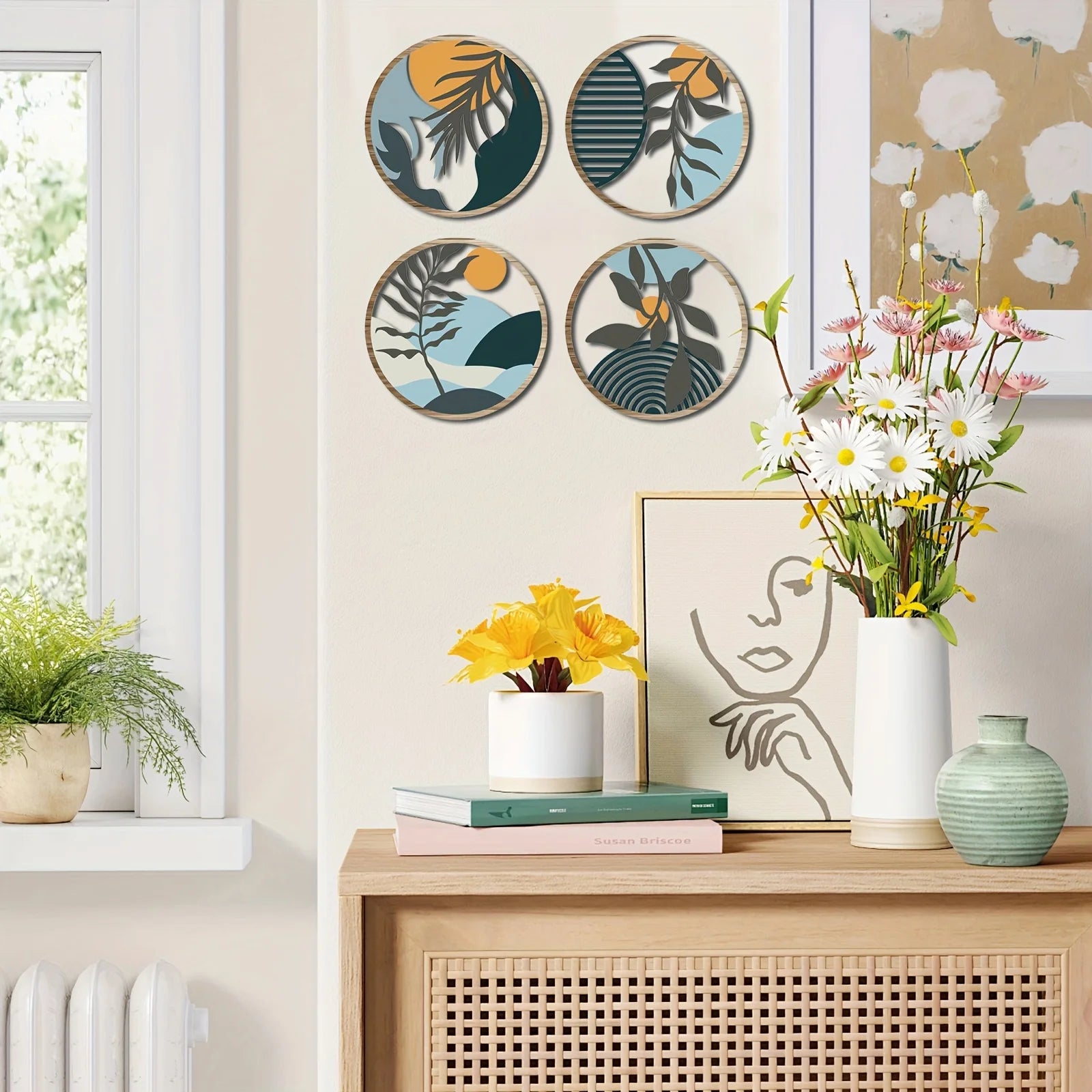 Sahara Carvings – 4pc Bohemian Hollow Wood Wall Art Set