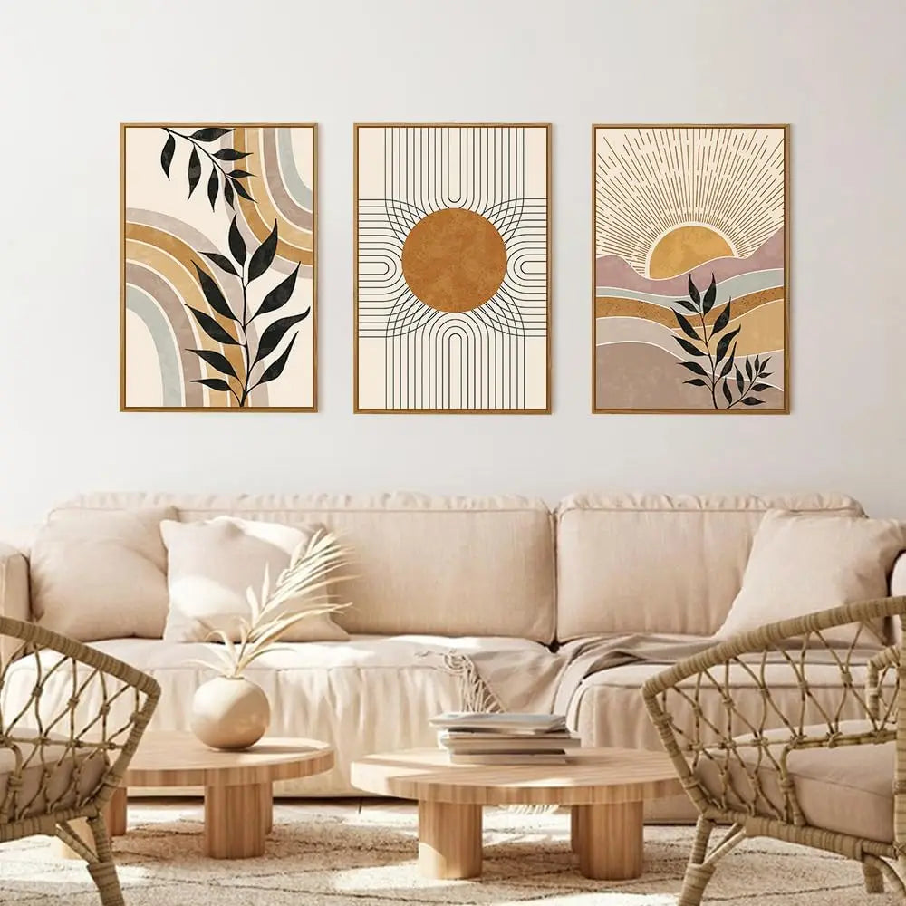 Desert Serenity – 3-Piece Bohemian Frameless Canvas Wall Art Set