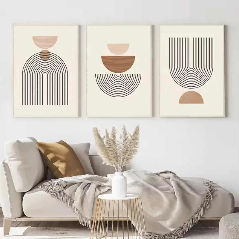 Beige Geometry – Abstract Line Canvas Print