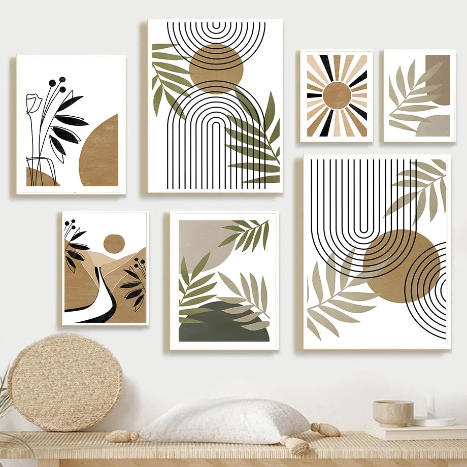 Sol Geometry – Boho Sun & Rainbow Abstract Canvas Print