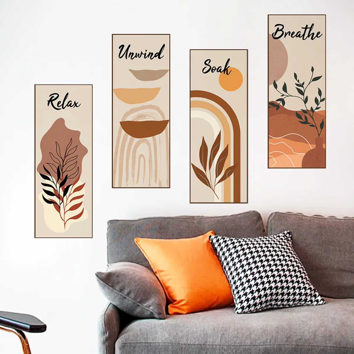 Bohemian Abstract Wall Mural – Self-Adhesive PVC Wallpaper Set (4pcs)