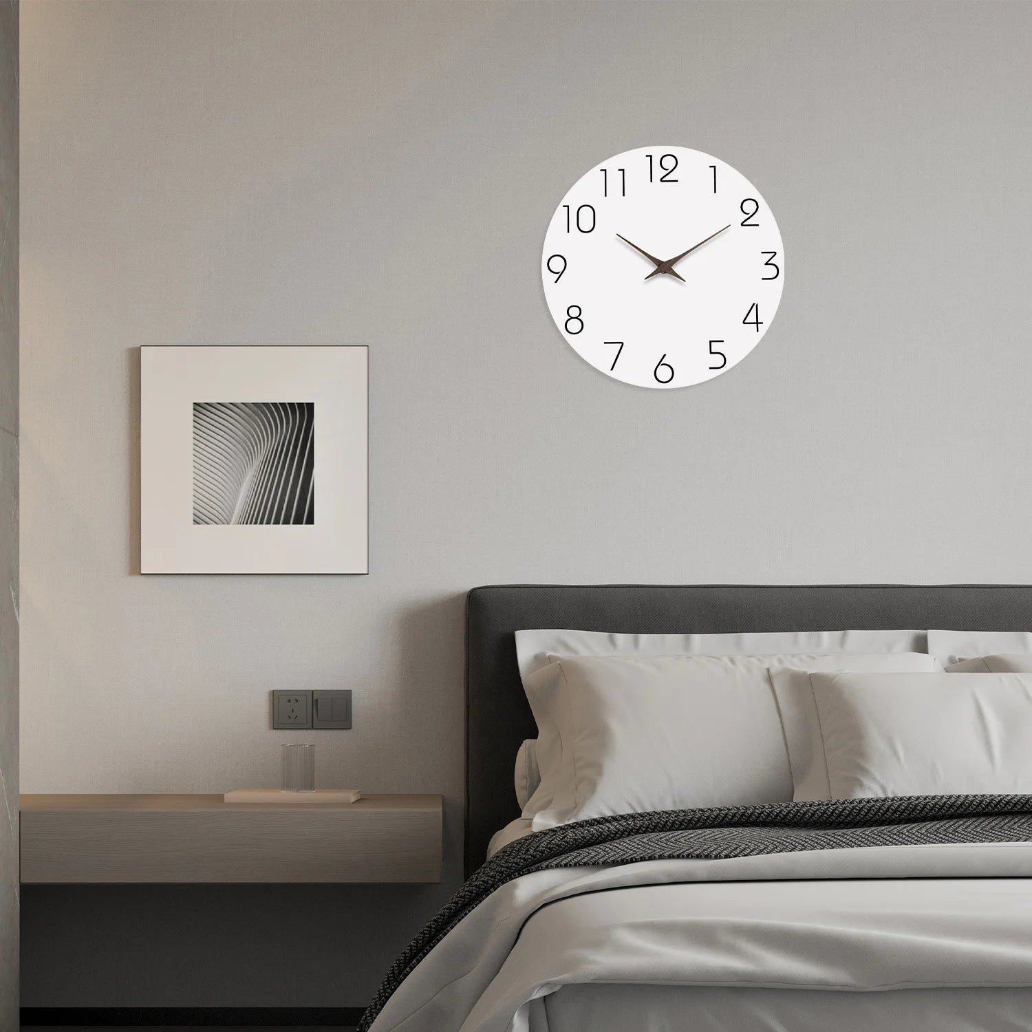 Nordic Whisper – Modern White Pattern Wooden Wall Clock