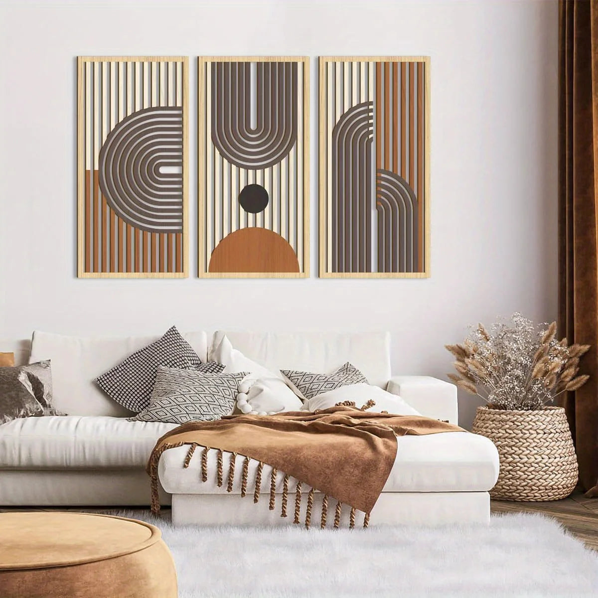 Linea Trio – 3pc Modern Geometric Wooden Wall Art Set