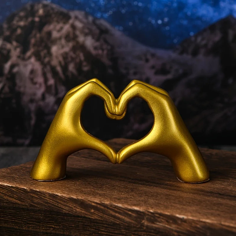 Golden Embrace – Heart Gesture Hand Sculpture