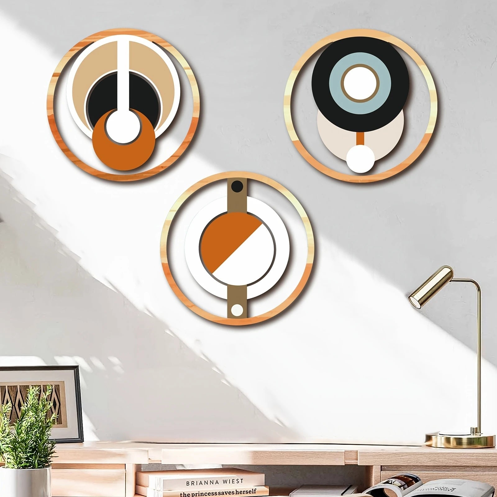 Wooden Circular Wall Art Set – Pastoral Plant