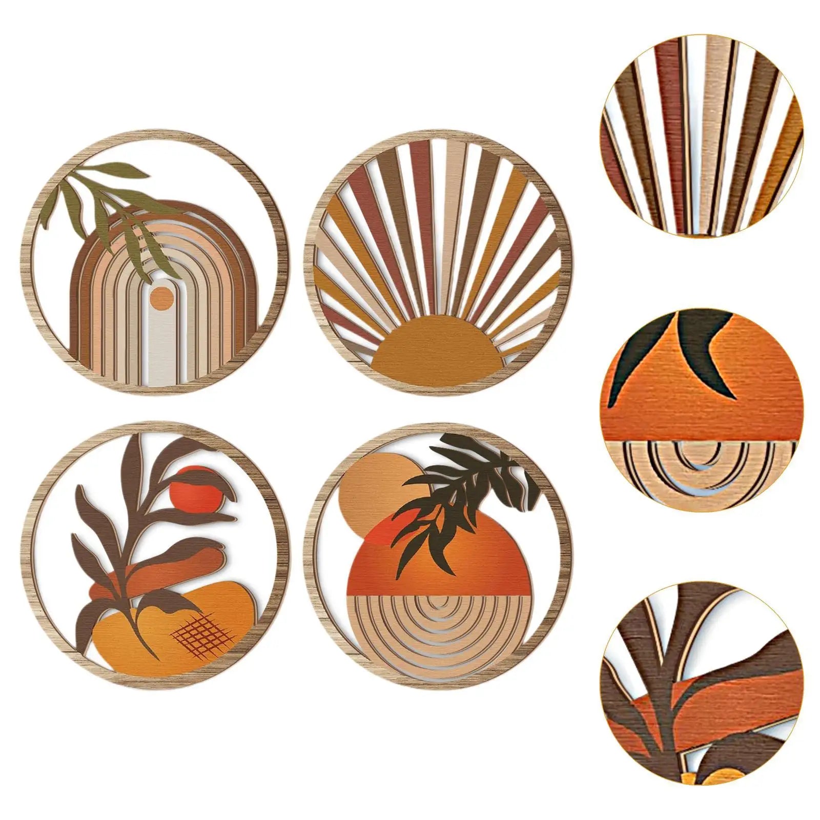 Geometric Boho Wooden Wall Art Set