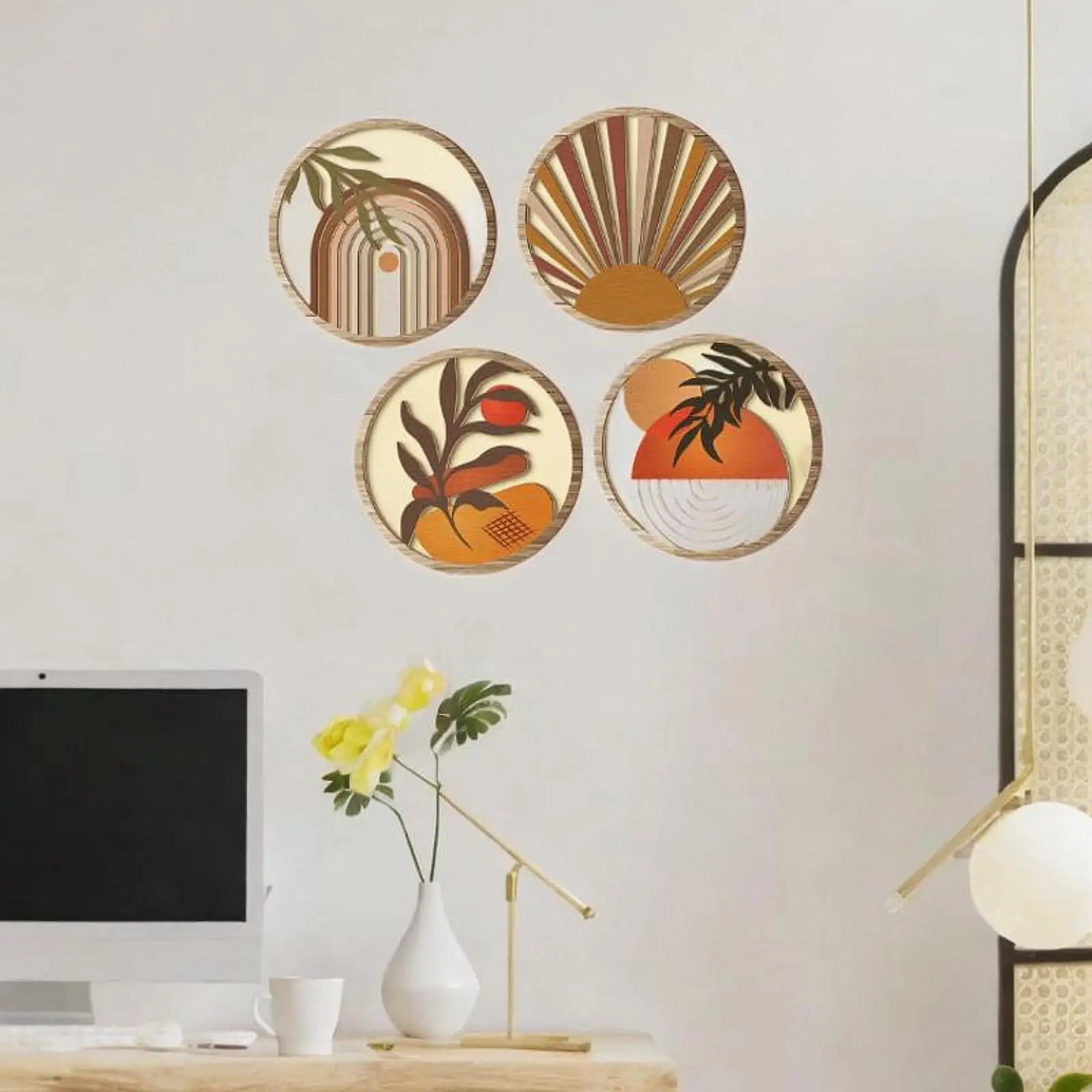 Geometric Boho Wooden Wall Art Set