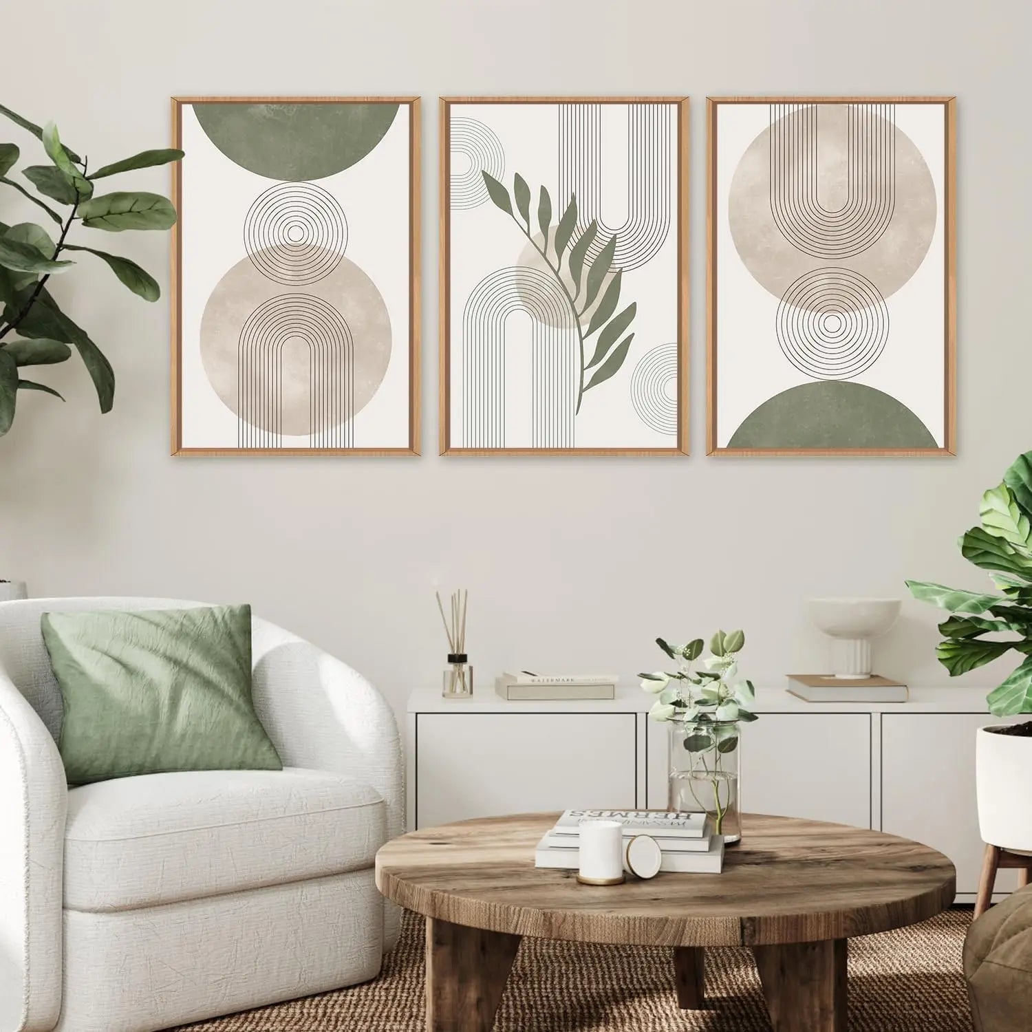 Sage Trio – Set of 3 Abstract Boho Canvas Prints