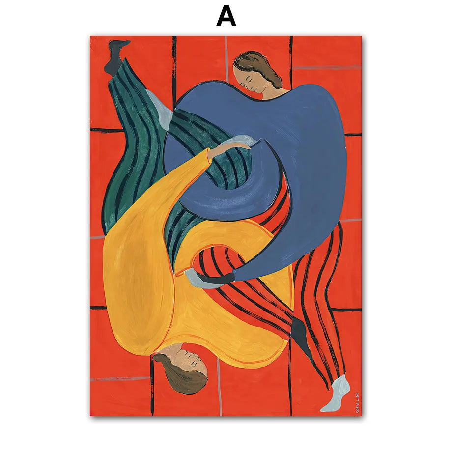 Blush Rhythm – Abstract Colorful Figure Canvas Print