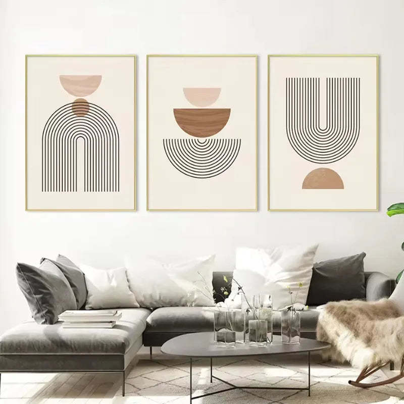 Beige Geometry – Abstract Line Canvas Print