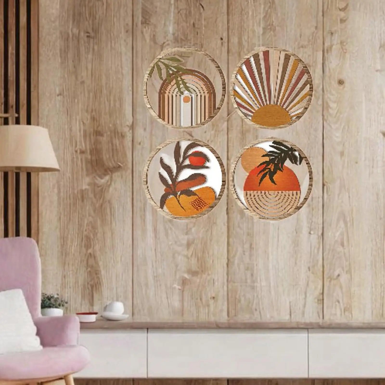 Geometric Boho Wooden Wall Art Set
