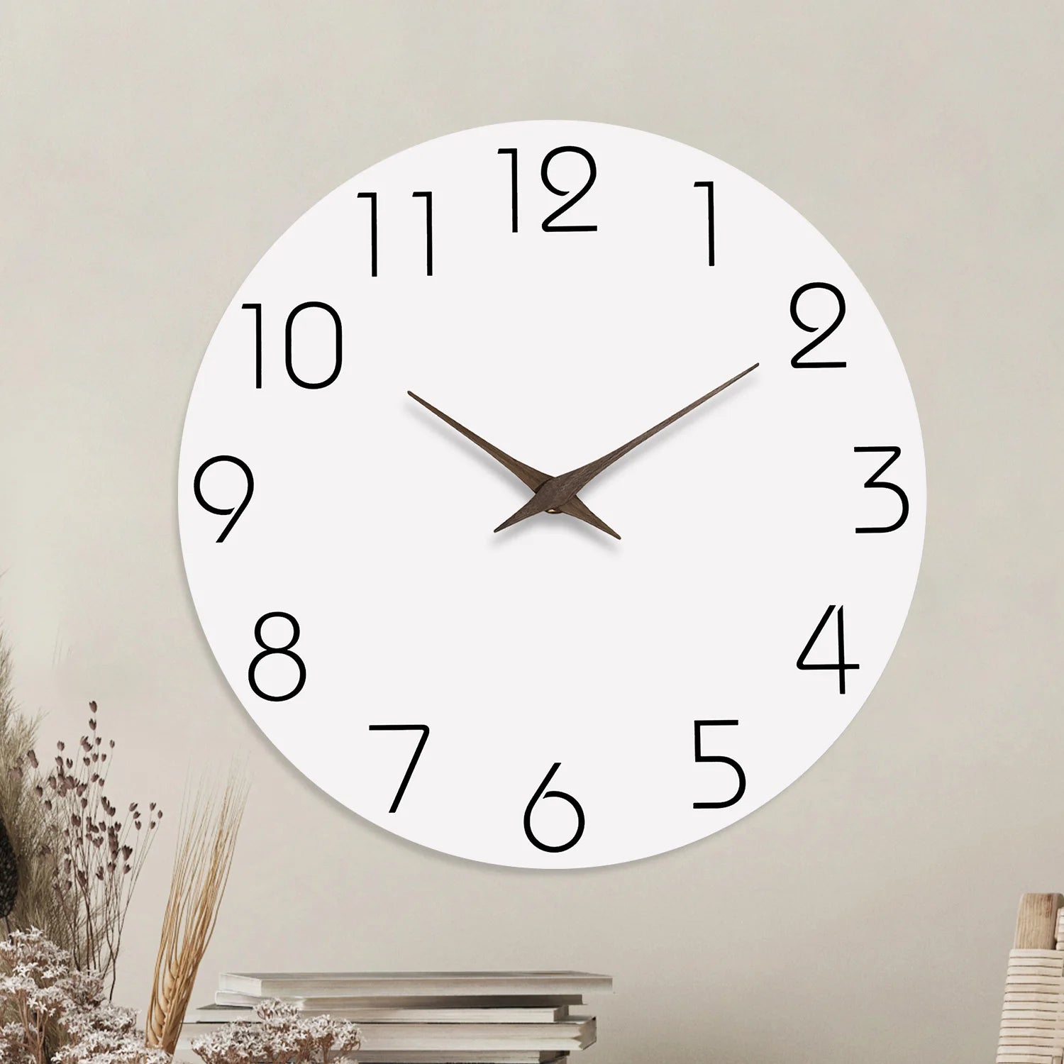 Nordic Whisper – Modern White Pattern Wooden Wall Clock