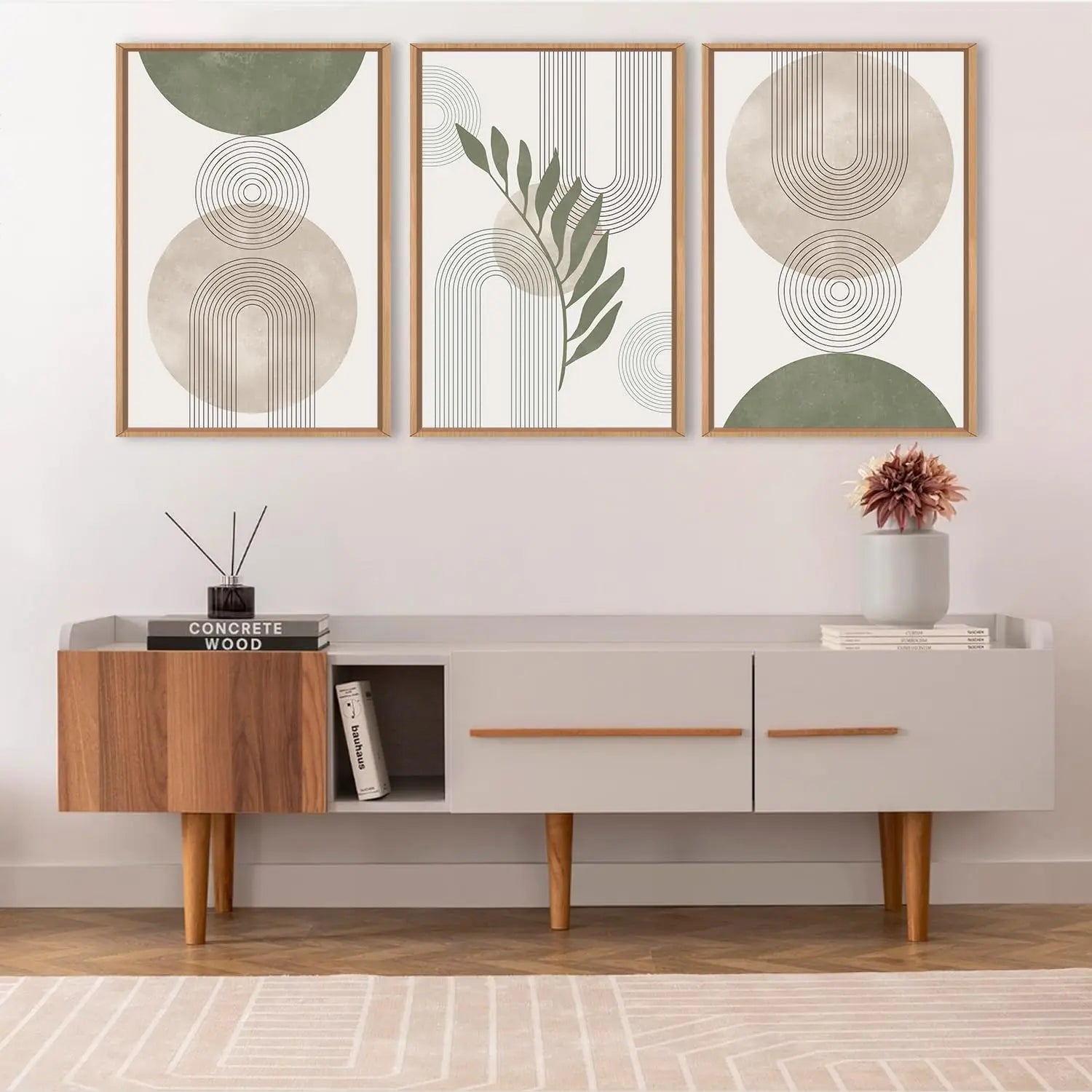 Sage Trio – Set of 3 Abstract Boho Canvas Prints