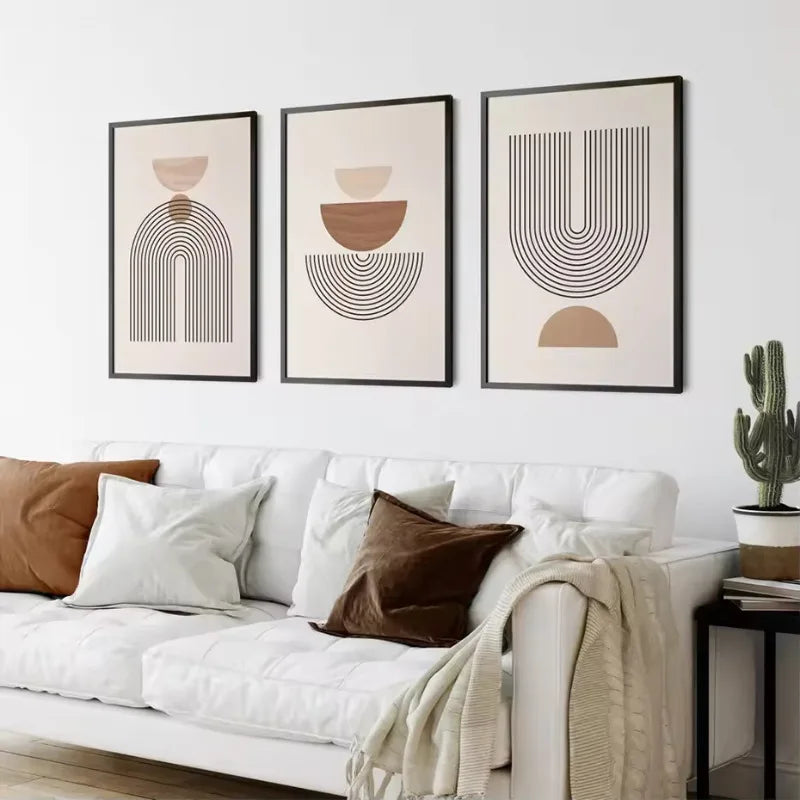 Beige Geometry – Abstract Line Canvas Print