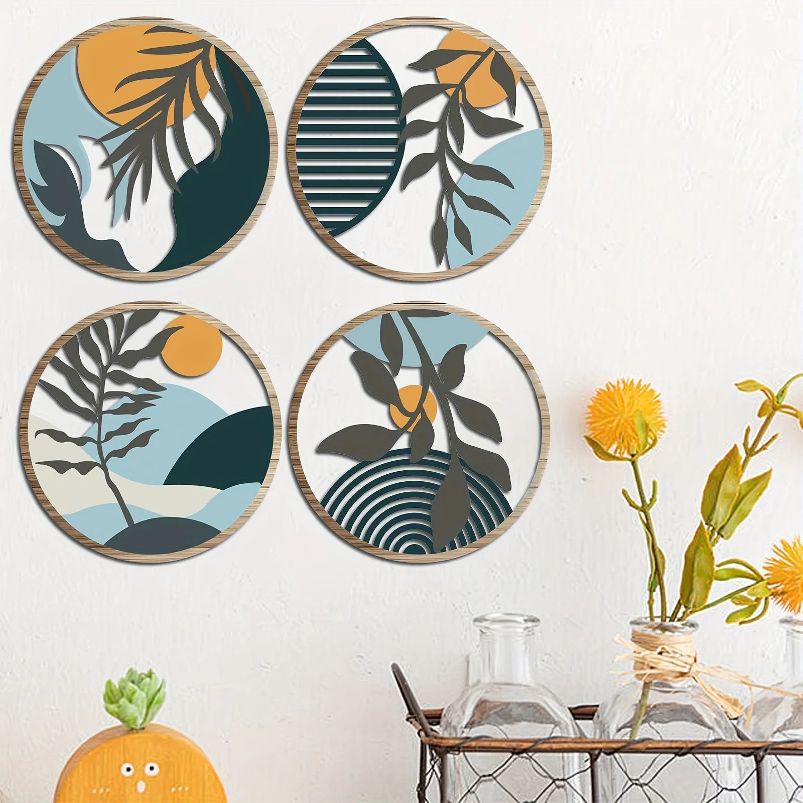 Sahara Carvings – 4pc Bohemian Hollow Wood Wall Art Set