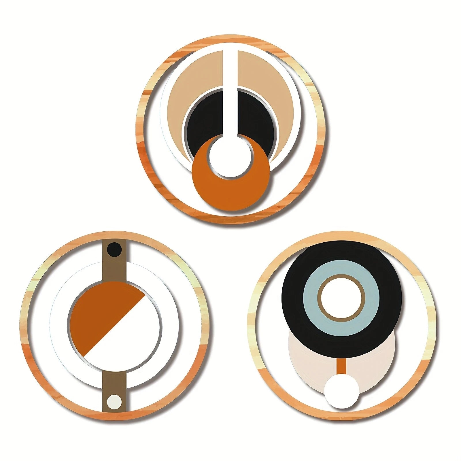 Wooden Circular Wall Art Set – Pastoral Plant