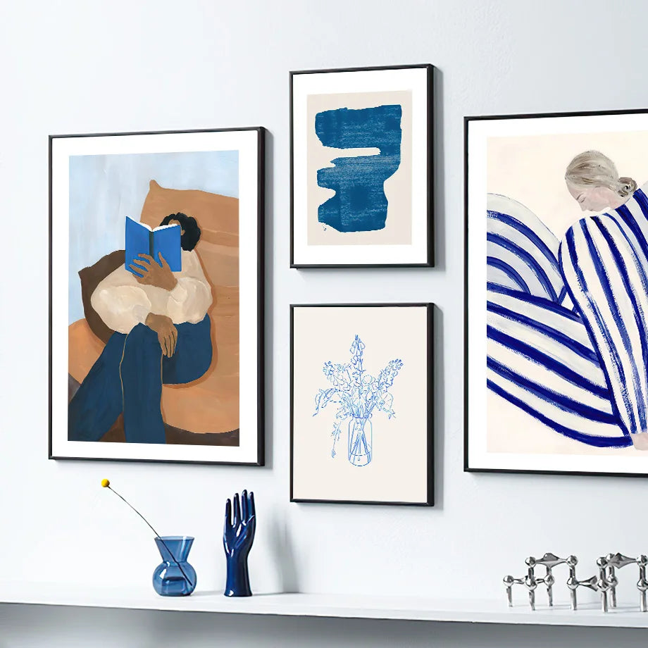 Serena Pages – Abstract Girl with Book Vase Canvas Print