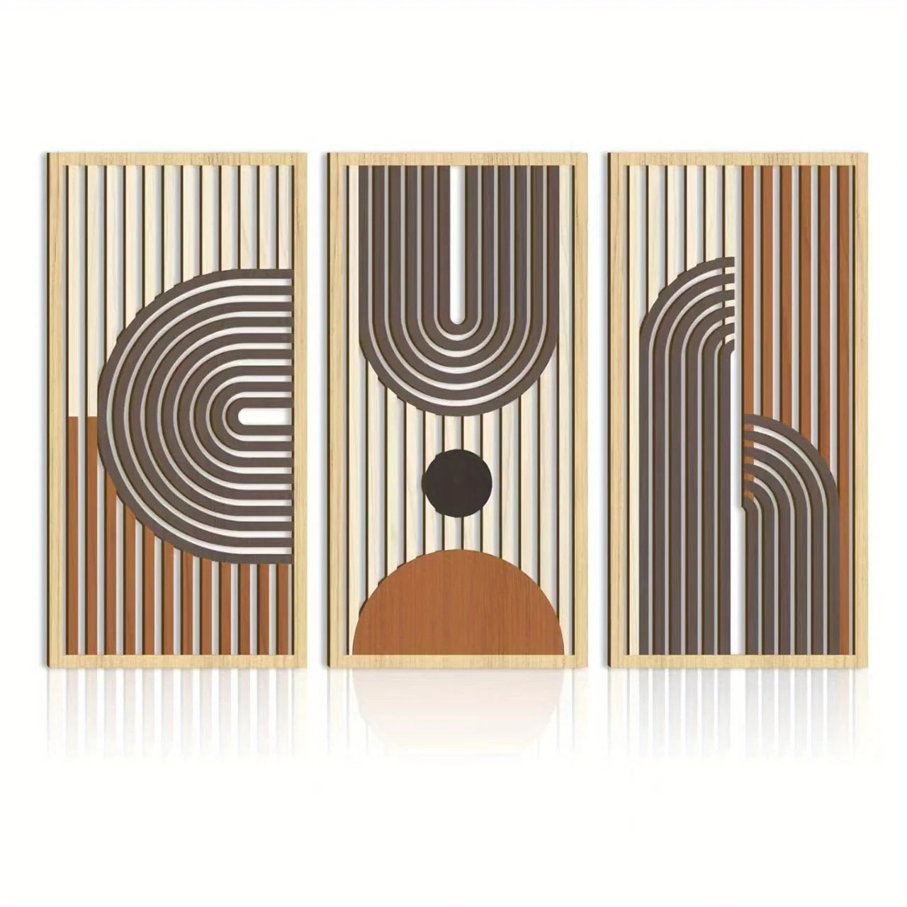 Linea Trio – 3pc Modern Geometric Wooden Wall Art Set