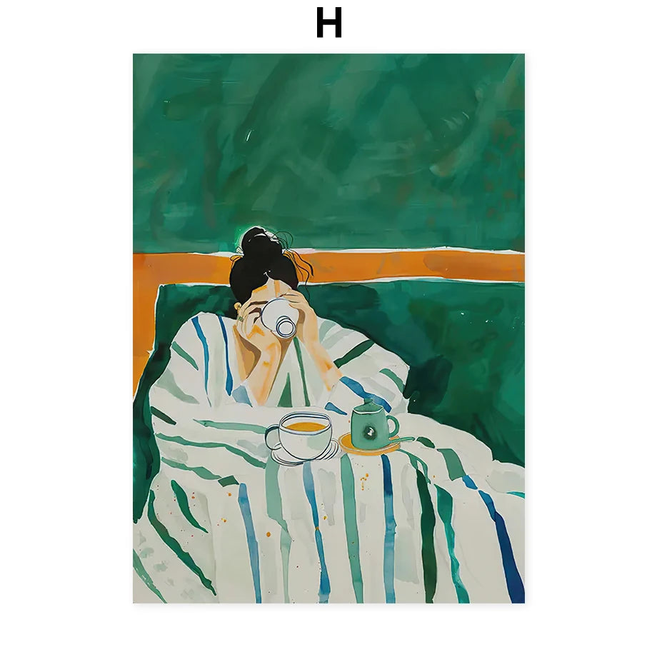Muse & Whiskers – Woman and Cat Abstract Canvas Print