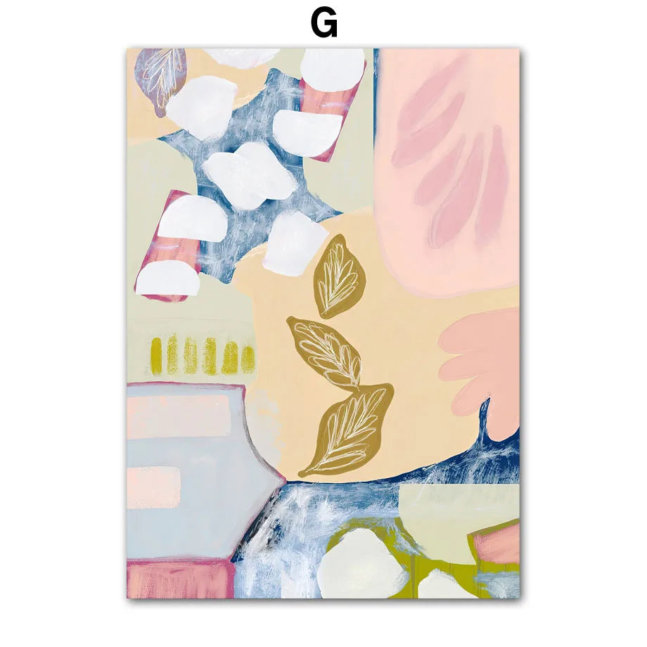 Blush Rhythm – Abstract Colorful Figure Canvas Print