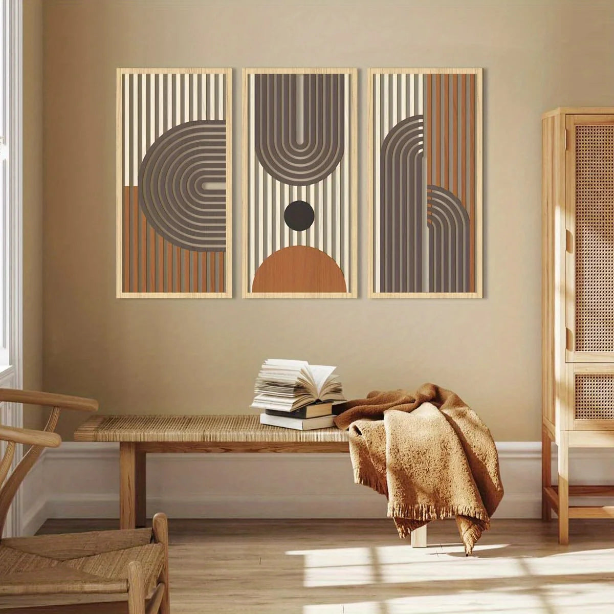 Linea Trio – 3pc Modern Geometric Wooden Wall Art Set