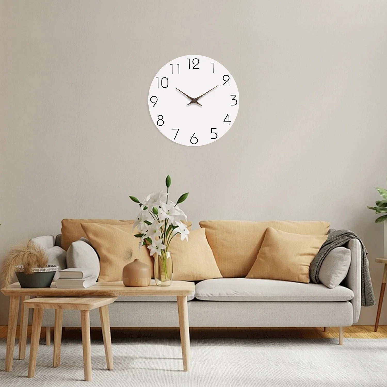 Nordic Whisper – Modern White Pattern Wooden Wall Clock