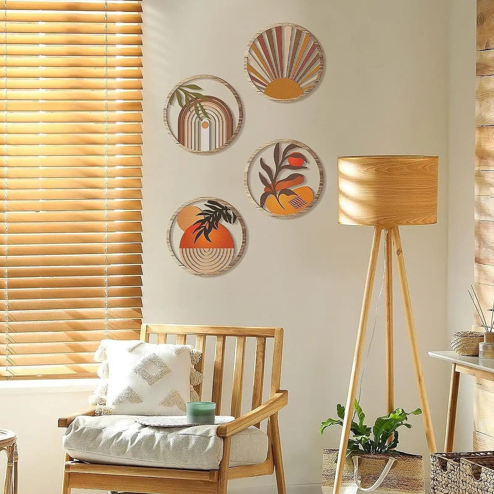 Geometric Boho Wooden Wall Art Set