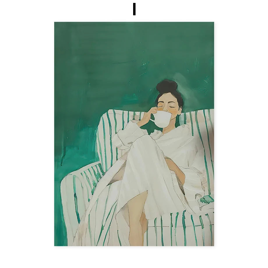 Muse & Whiskers – Woman and Cat Abstract Canvas Print