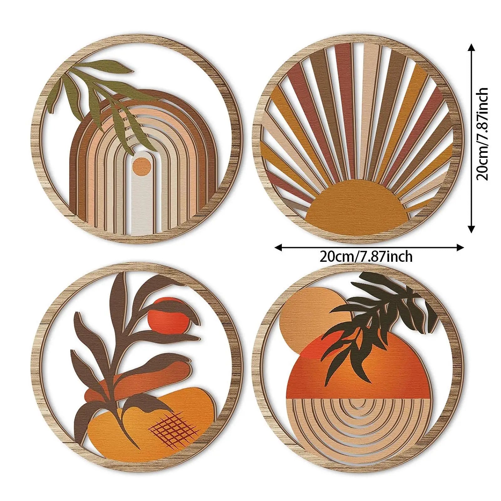 Geometric Boho Wooden Wall Art Set