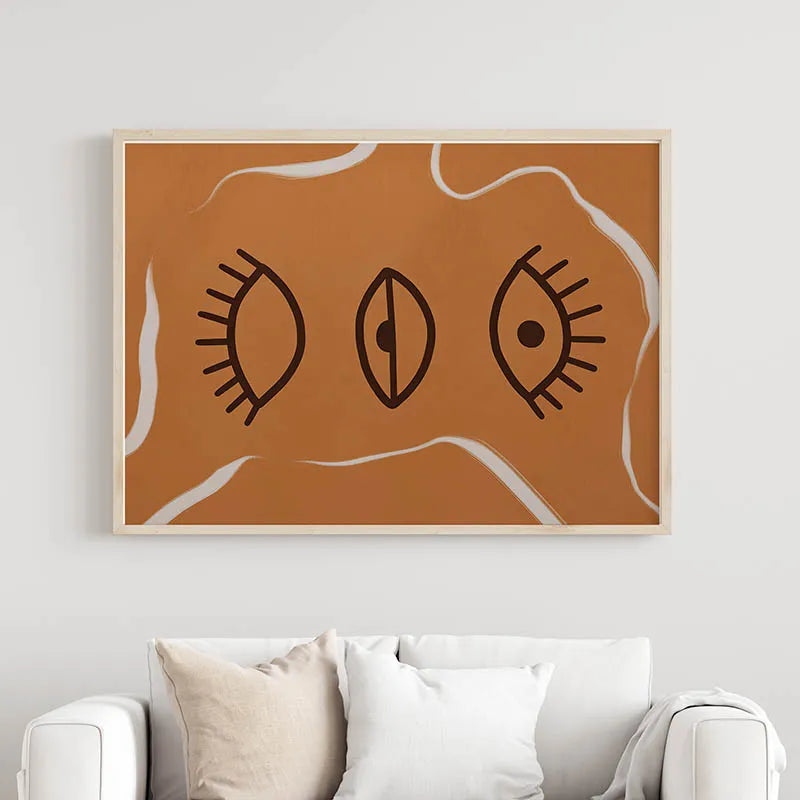 Celestial Bloom – Boho Sun, Moon & Rainbow Abstract Canvas Art