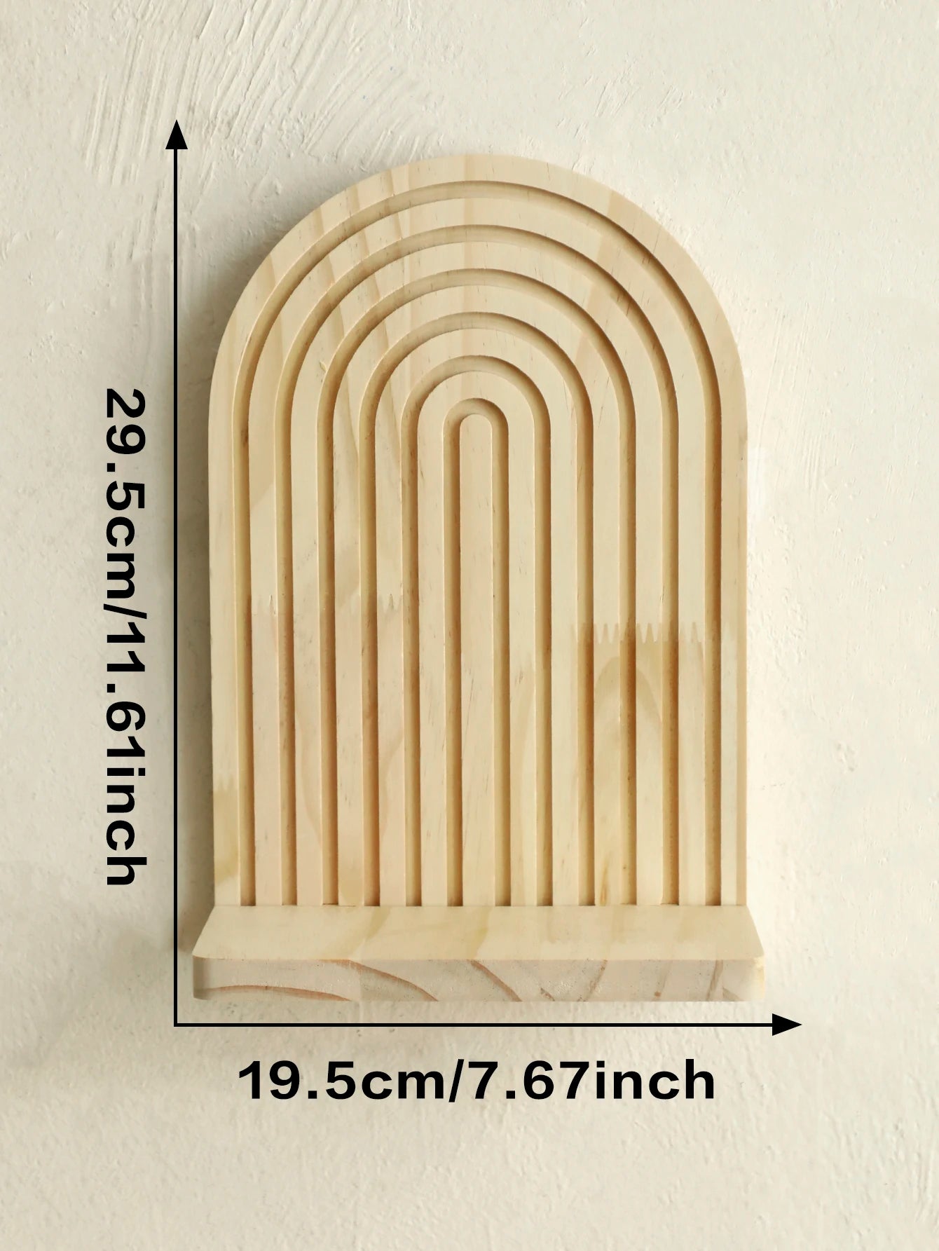 Boho Arch Wooden Floating Wall Shelf – Wall-Mounted Display Rack
