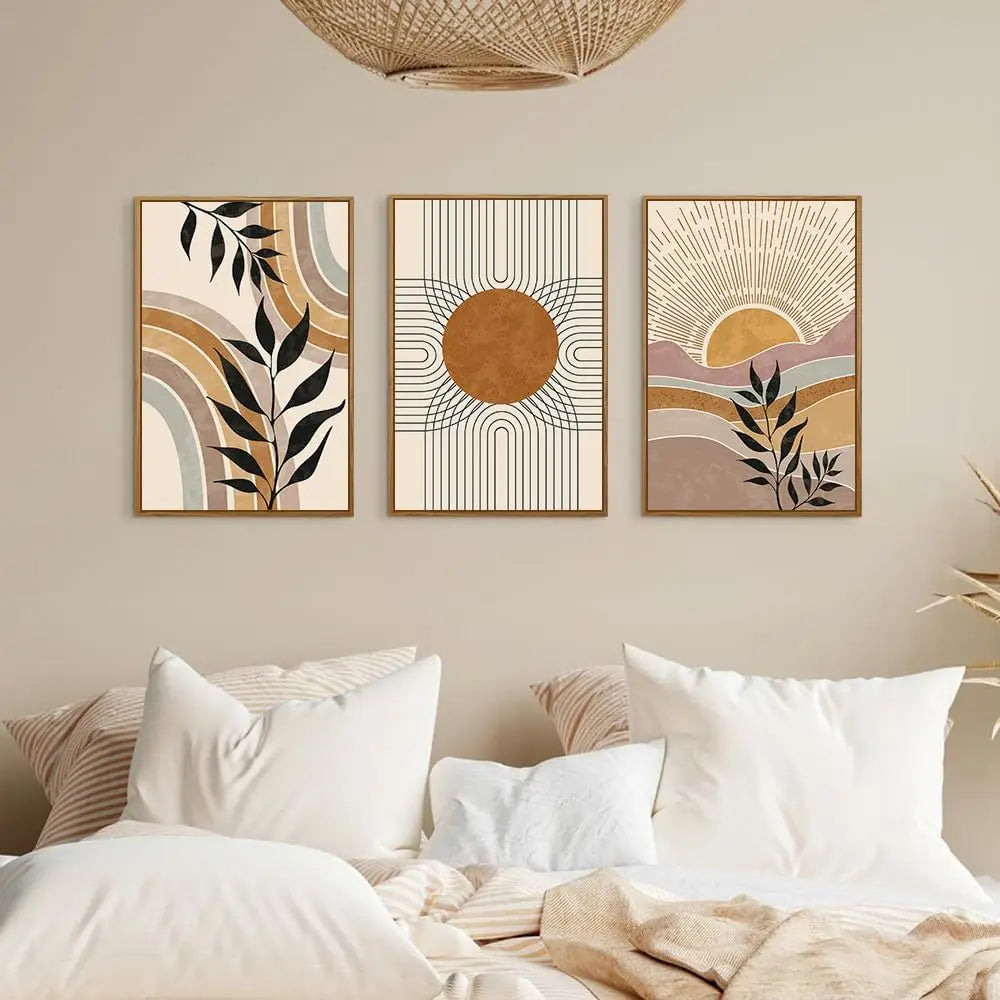 Desert Serenity – 3-Piece Bohemian Frameless Canvas Wall Art Set