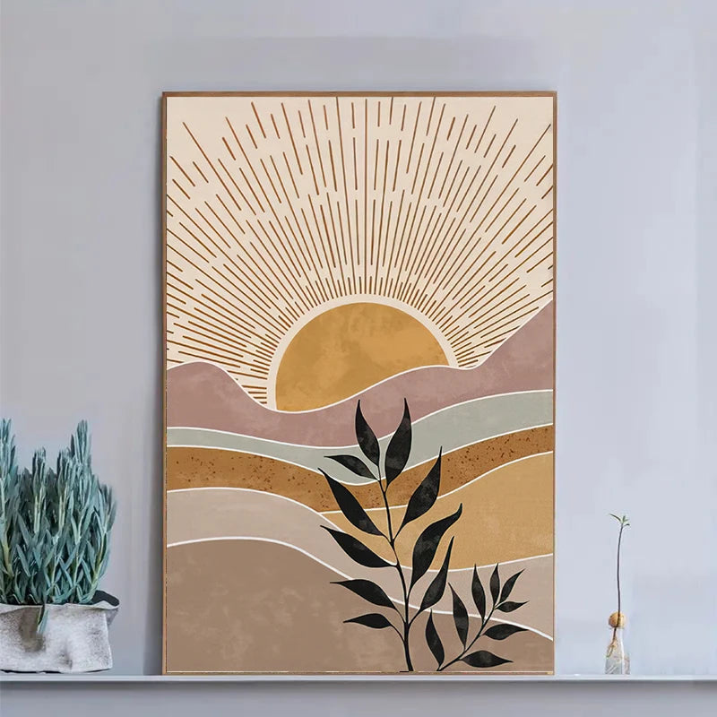 Desert Serenity – 3-Piece Bohemian Frameless Canvas Wall Art Set