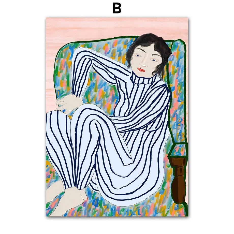 Blush Rhythm – Abstract Colorful Figure Canvas Print