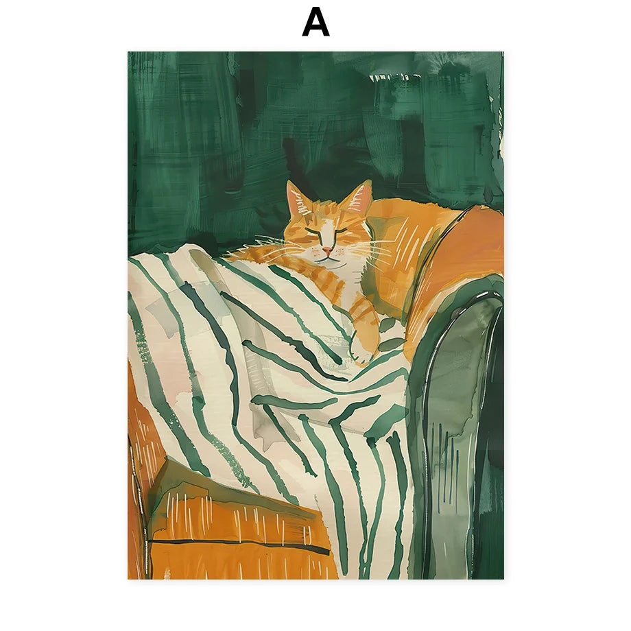 Muse & Whiskers – Woman and Cat Abstract Canvas Print