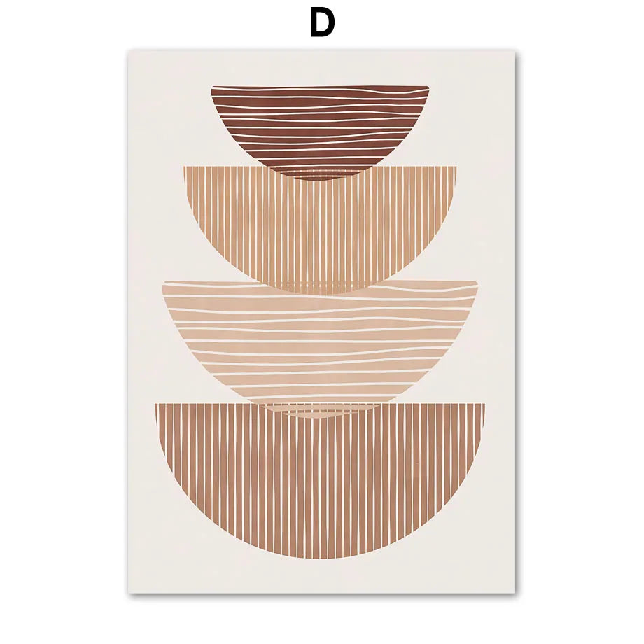 Boho Essence – Abstract Lines & Leaves Canvas Art