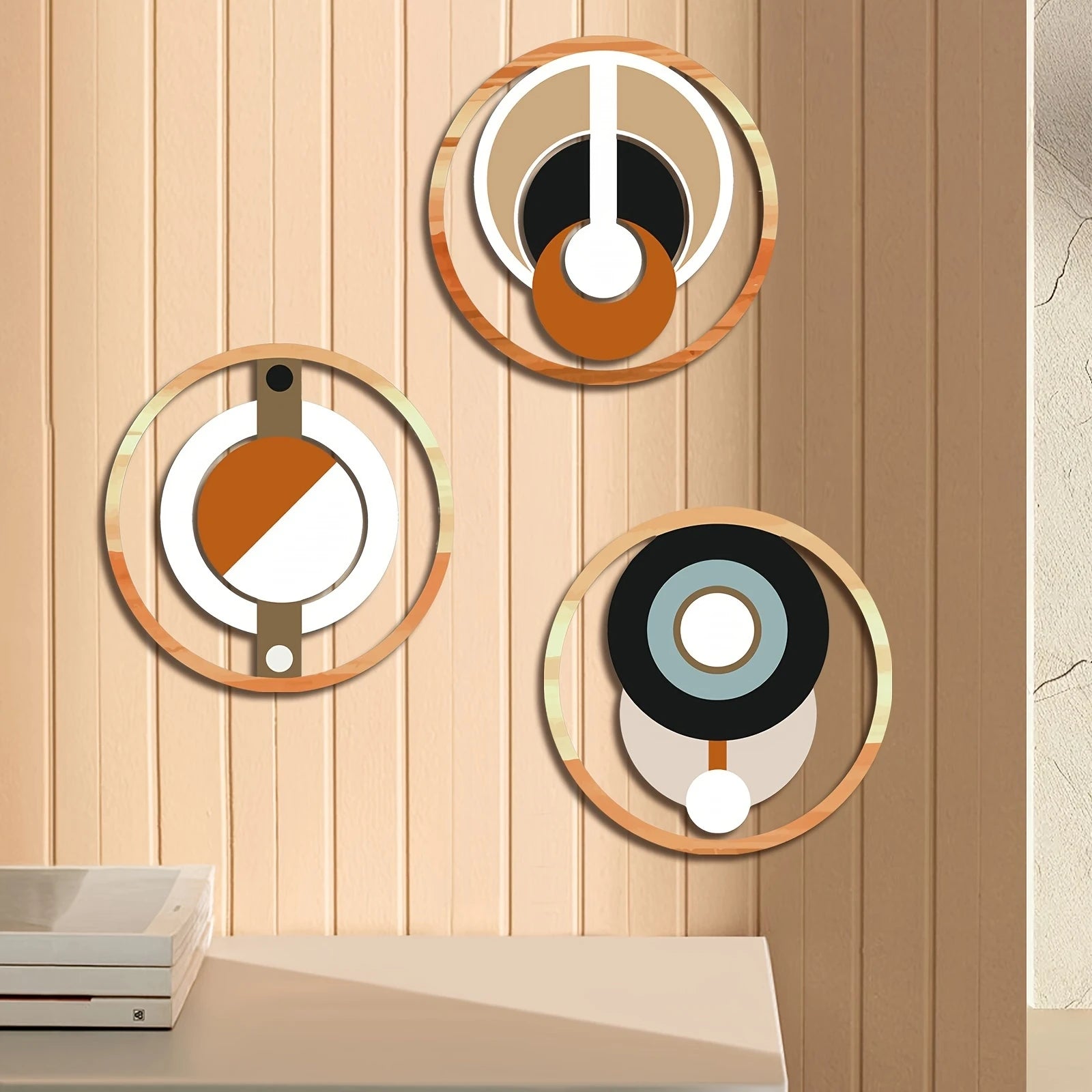 Wooden Circular Wall Art Set – Pastoral Plant