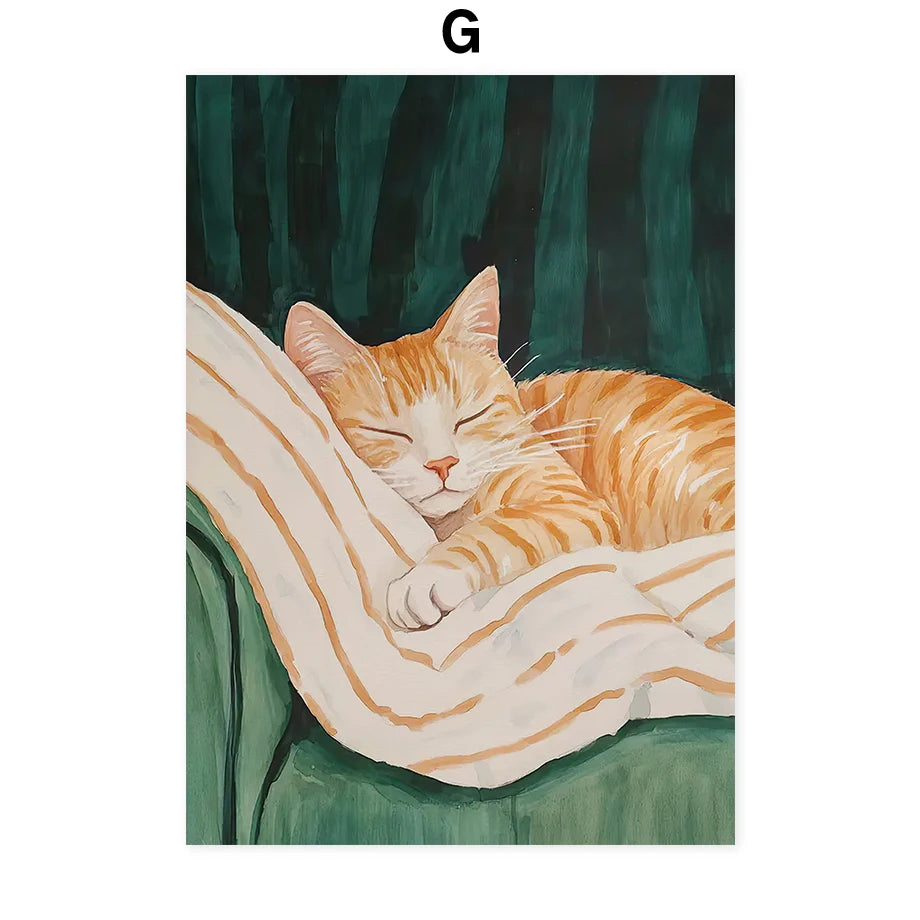 Muse & Whiskers – Woman and Cat Abstract Canvas Print