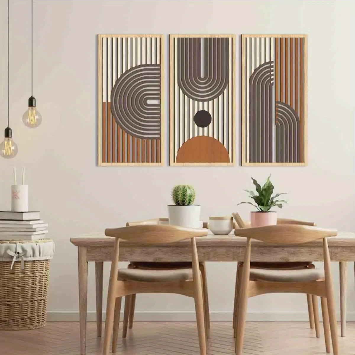 Linea Trio – 3pc Modern Geometric Wooden Wall Art Set
