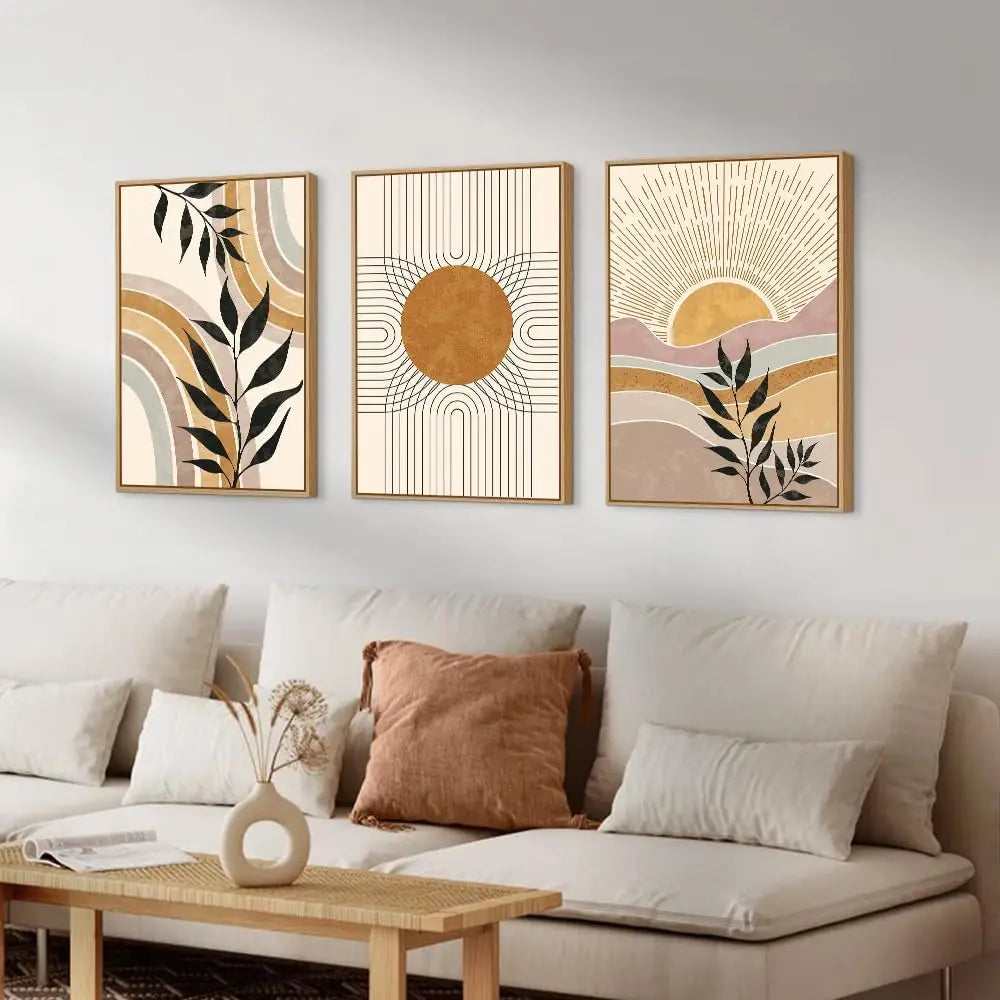 Desert Serenity – 3-Piece Bohemian Frameless Canvas Wall Art Set