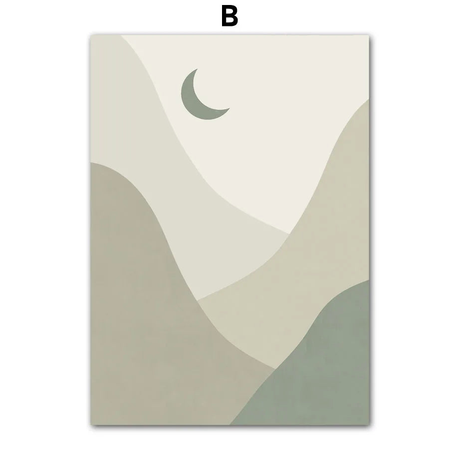 Luna Verde – Abstract Plant & Rainbow Geometric Canvas Print