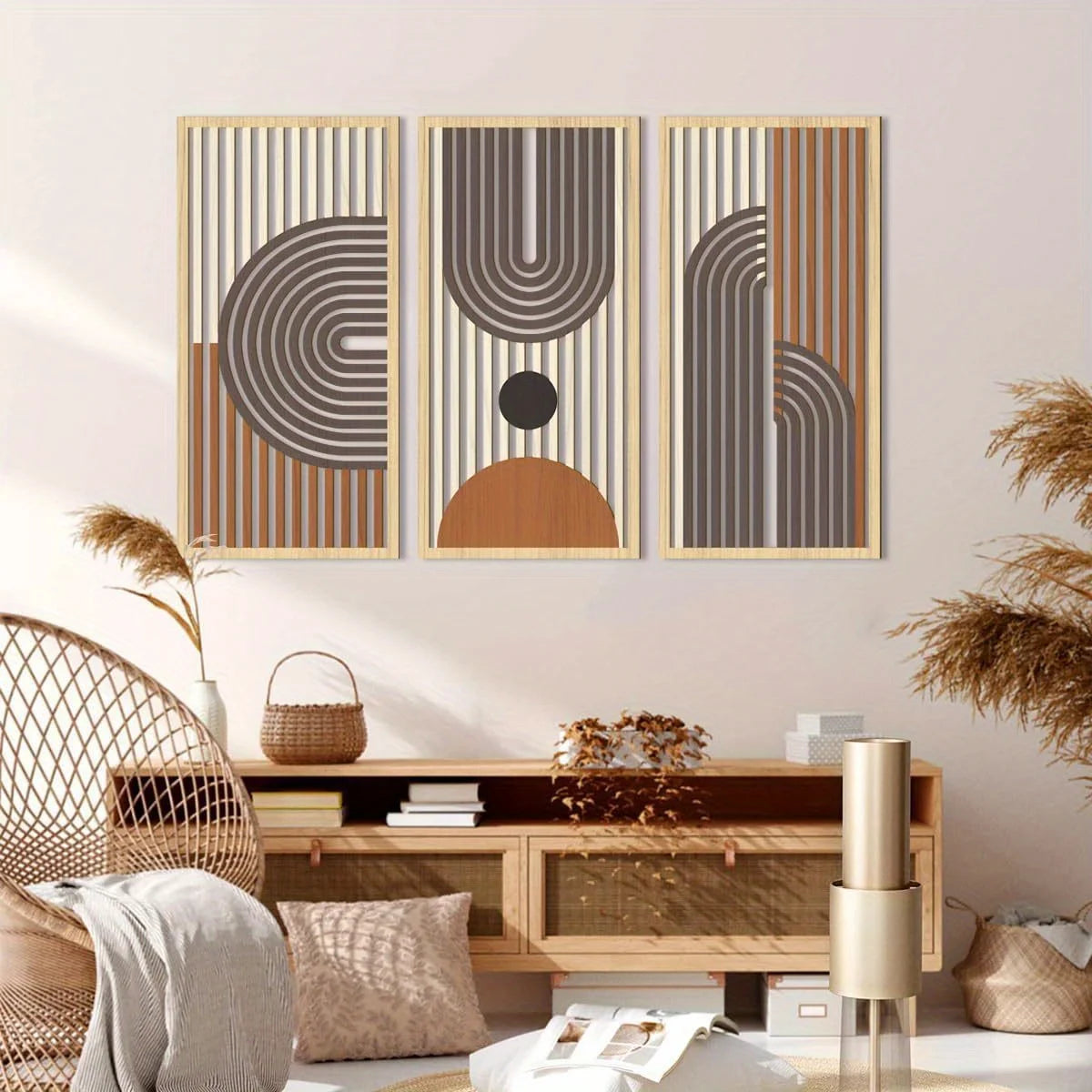 Linea Trio – 3pc Modern Geometric Wooden Wall Art Set