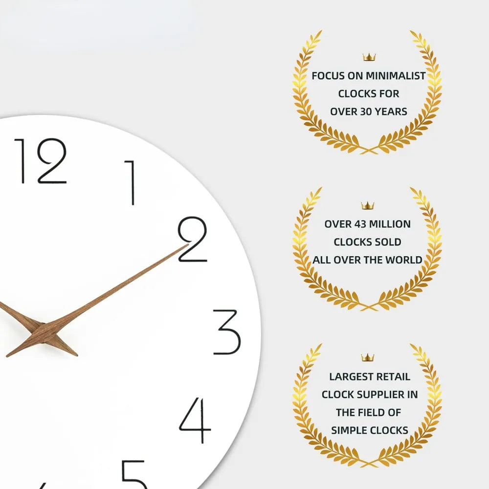 Serene White – 12-Inch Silent Minimalist Wooden Wall Clock